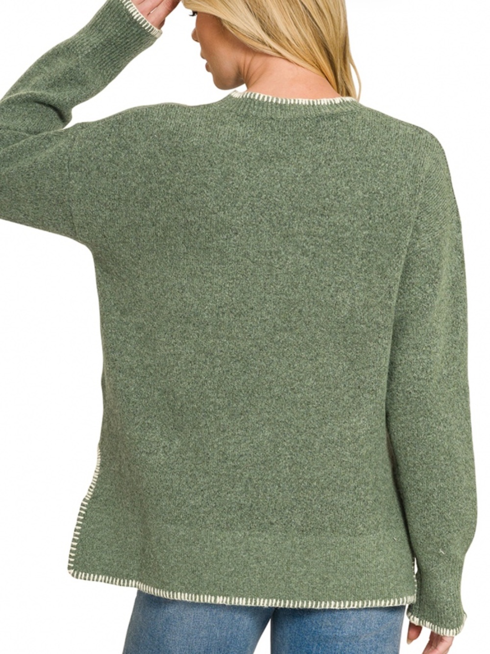 ❤️ ZENANA “ CHELSEA “ ZENANA OUT-STITCH SWEATER 93 - Picture 5 of 5